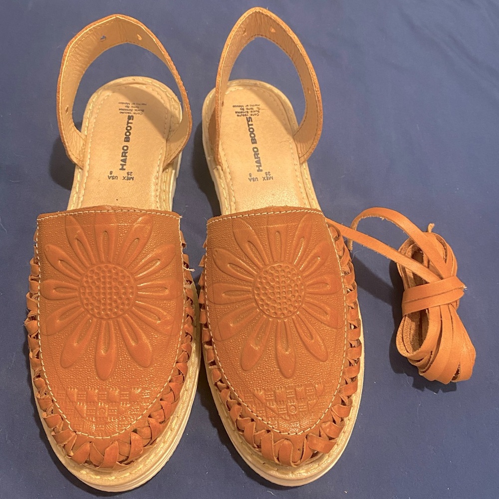 Handmade Leather Lace-up Sandals